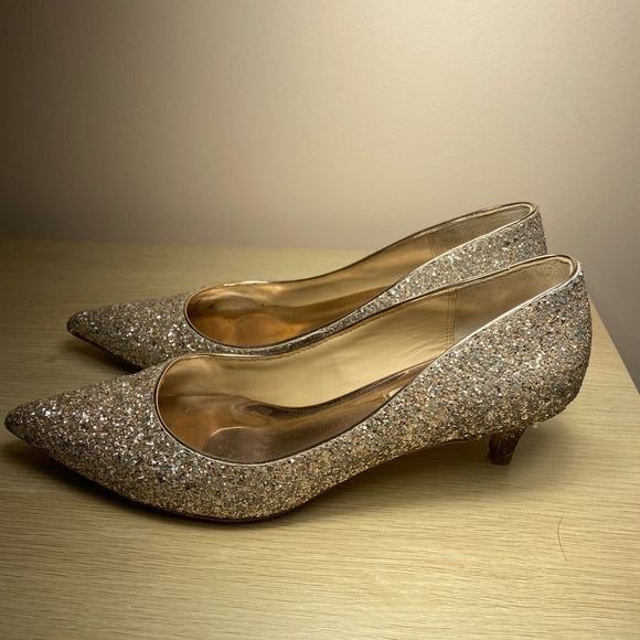 Badgley Mischka Heels glitter champagne size 6 EUC - Picture 6 of 13